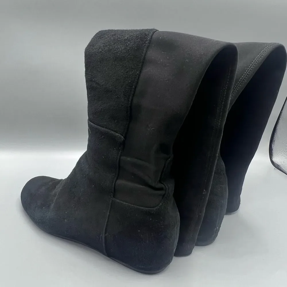 Stuart Weitzman Black Microstretch and Suede Over the Knee Boots